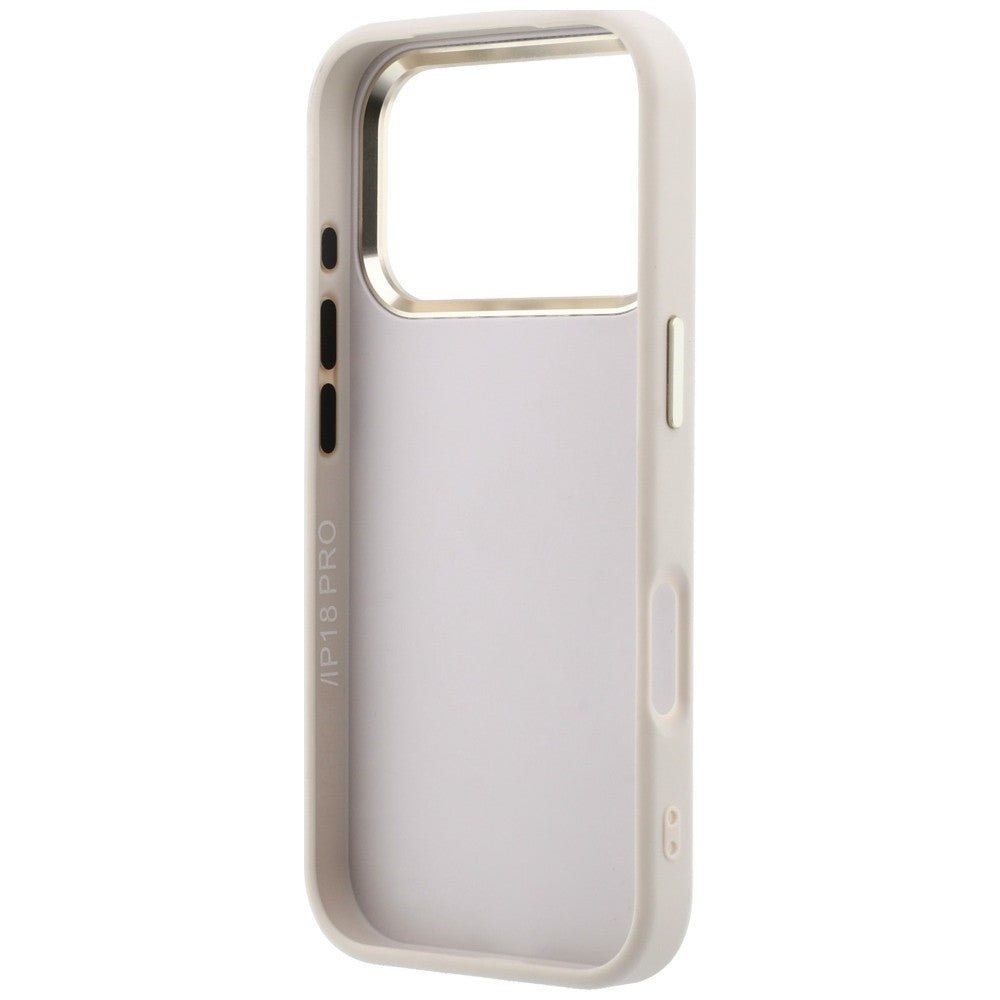 Guess iPhone 18 Pro - Σκληρή Θήκη με Επένδυση από Οικολογικό Δέρμα - 4G and Big Resin Logo - Pink