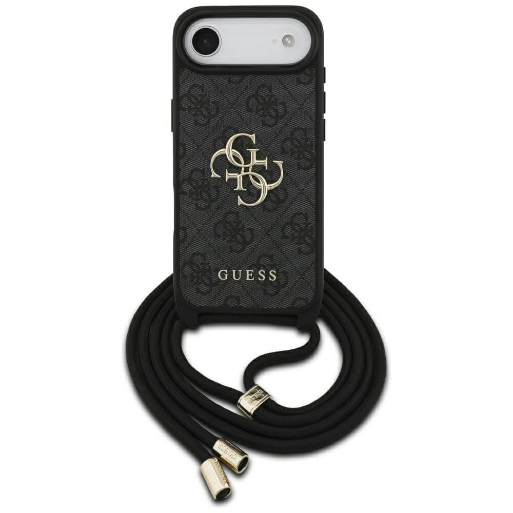 Guess iPhone Air - 4G Big Logo Cord Stap Crossbody - Θήκη με Επένδυση Συνθετικού Δέρματος και Λουράκι - Black