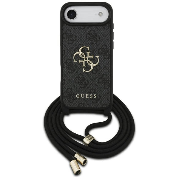Guess iPhone Air - 4G Big Logo Cord Stap Crossbody - Θήκη με Επένδυση Συνθετικού Δέρματος και Λουράκι - Black