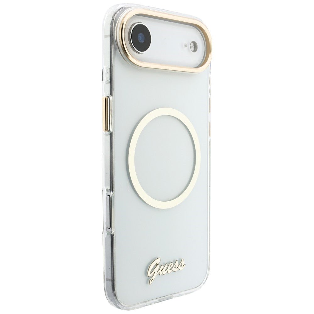 Guess iPhone Air - Σκληρή Θήκη με Πλαίσιο Σιλικόνης και MagSafe - IML Script Metal MagSafe - Clear