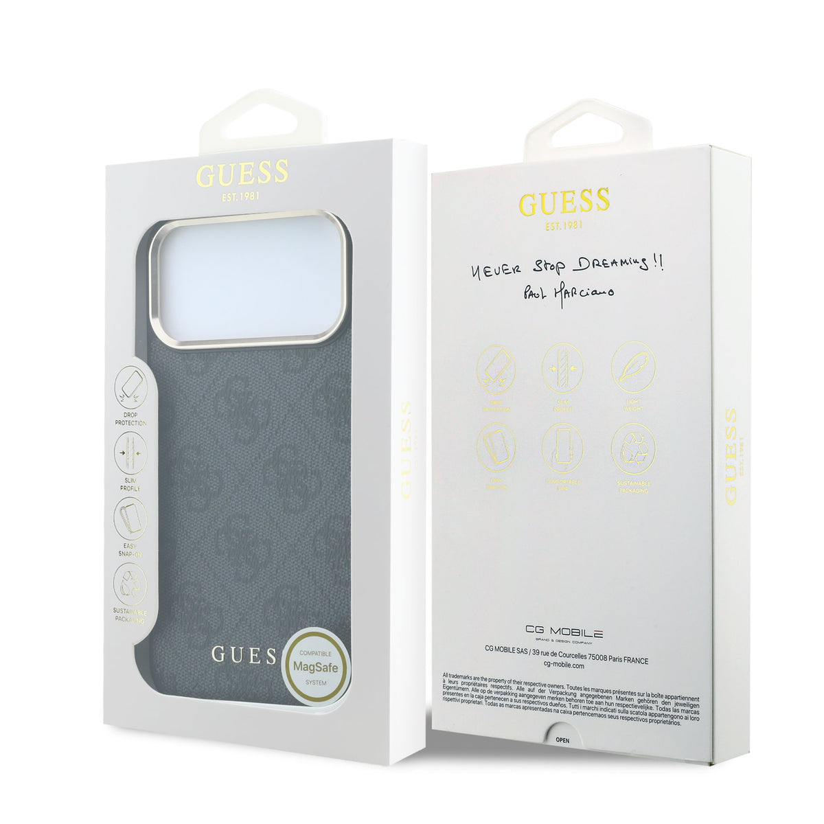 Guess iPhone 17 Pro / iPhone 18 Pro - Σκληρή Θήκη με Πλαίσιο Σιλικόνης και Επένδυση Οικολογικού Δέρματος - PU Leather 4G Gold Frame MagSafe - Black