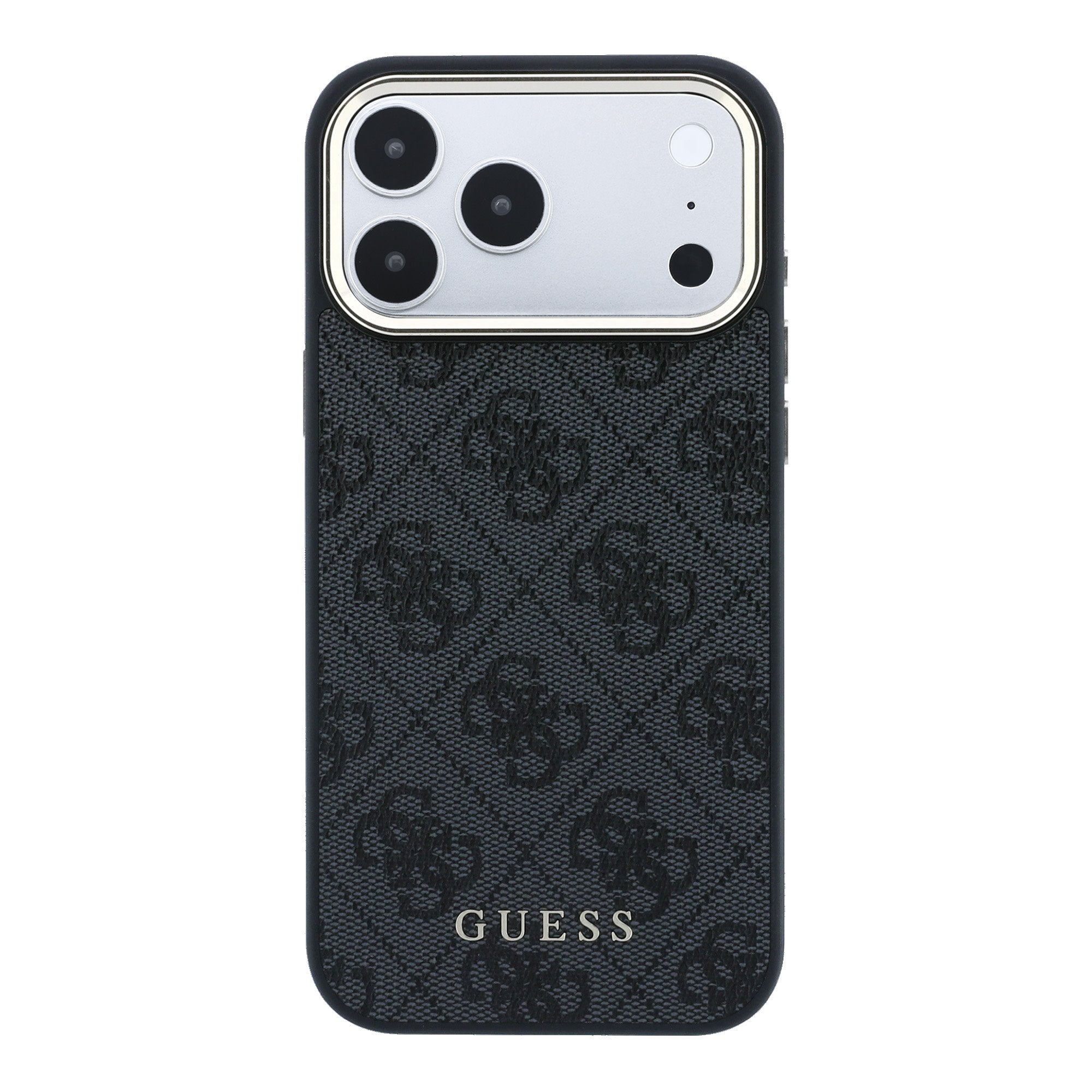 Guess iPhone 17 Pro Max / iPhone 18 Pro Max - Σκληρή Θήκη με Πλαίσιο Σιλικόνης και Επένδυση Οικολογικού Δέρματος - PU Leather 4G Gold Frame MagSafe - Black