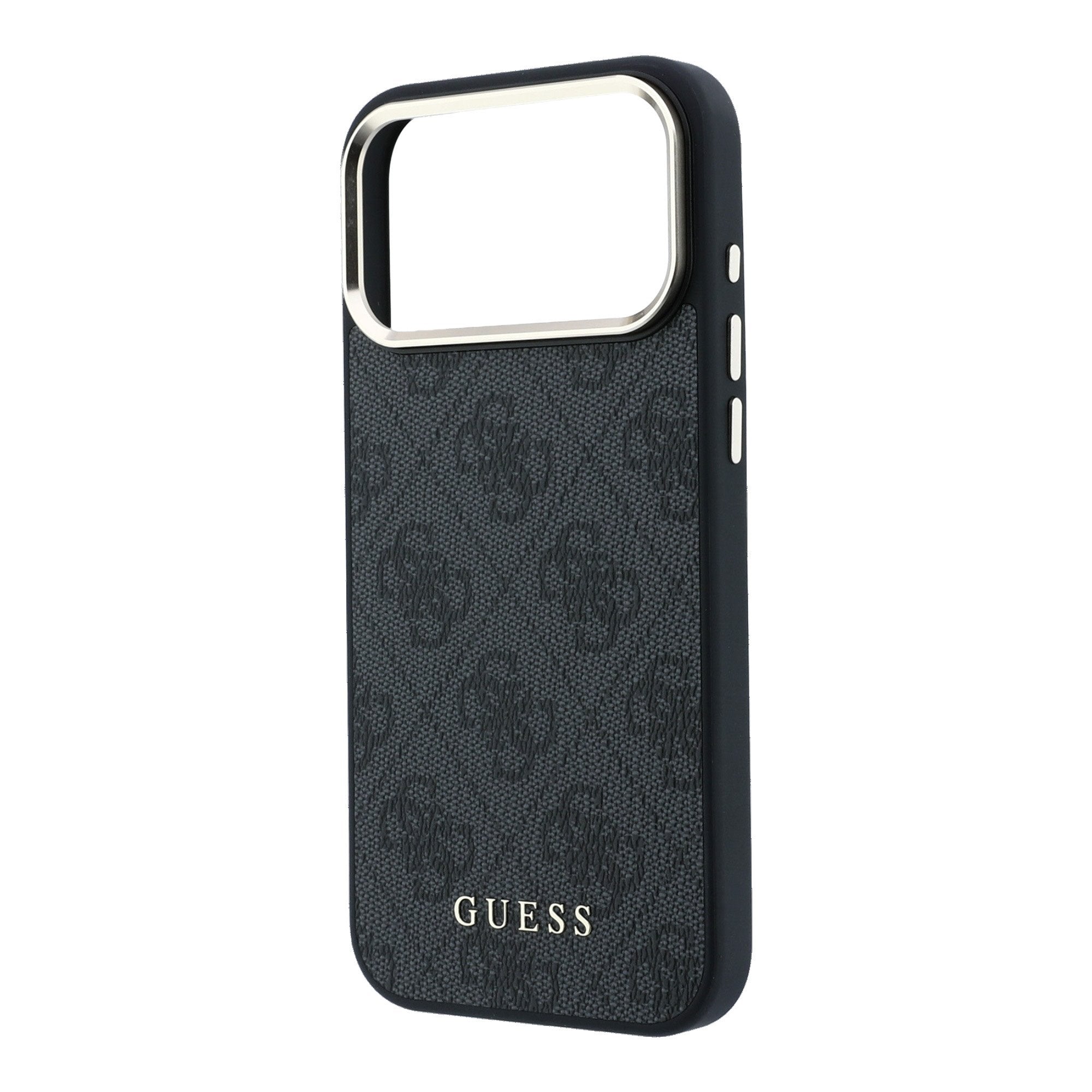 Guess iPhone 17 Pro Max / iPhone 18 Pro Max - Σκληρή Θήκη με Πλαίσιο Σιλικόνης και Επένδυση Οικολογικού Δέρματος - PU Leather 4G Gold Frame MagSafe - Black