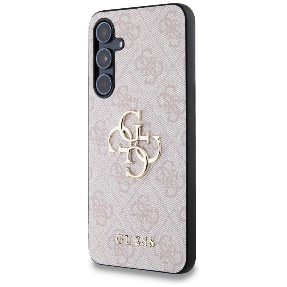 Guess Samsung Galaxy A55 5G - 4G Big Metal Logo - Θήκη με Επένδυση Συνθετικού Δέρματος - Pink - GUHCSA554GMGGR