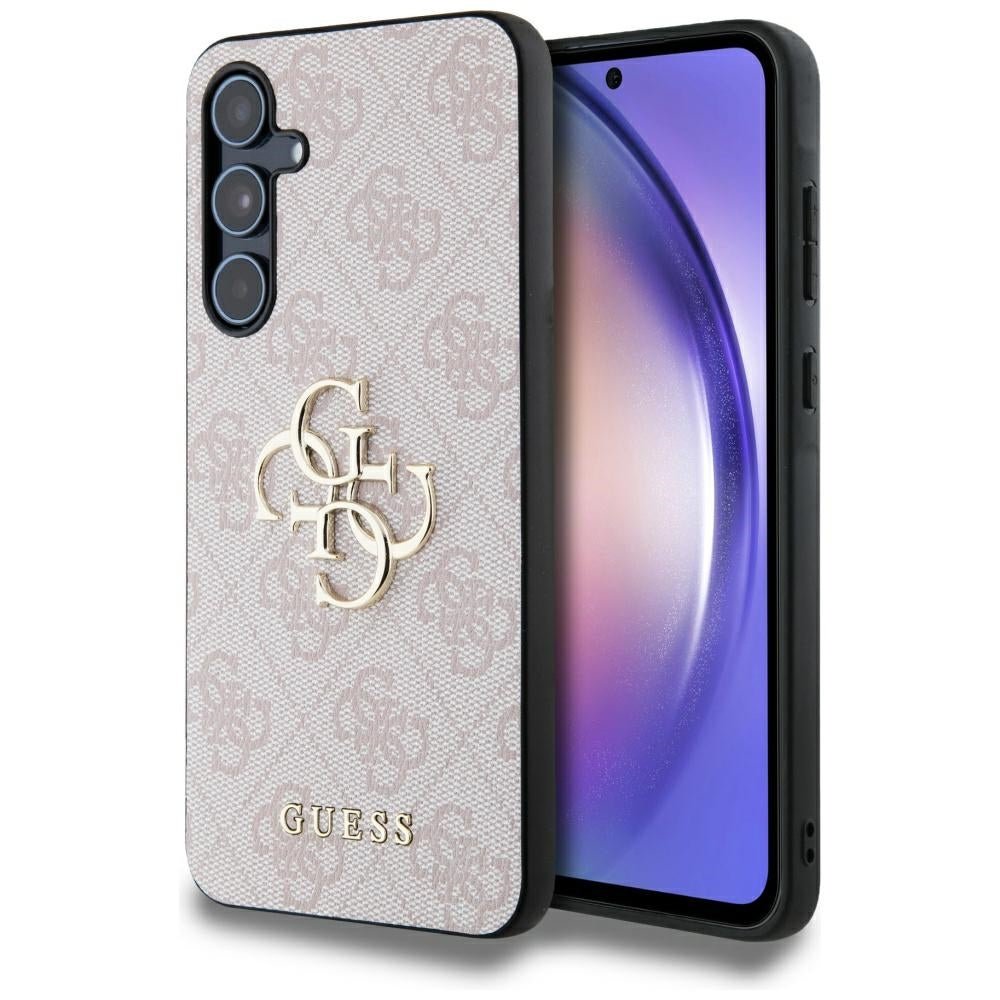 Guess Samsung Galaxy A55 5G - 4G Big Metal Logo - Θήκη με Επένδυση Συνθετικού Δέρματος - Pink - GUHCSA554GMGGR
