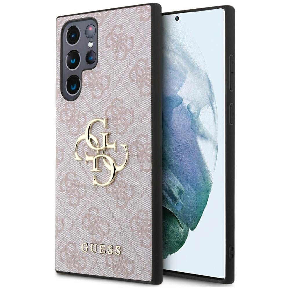 Guess Samsung Galaxy S24 Ultra - 4G Big Metal Logo Θήκη με Επένδυση Συνθετικού Δέρματος - Pink - GUHCS24L4GMGPI