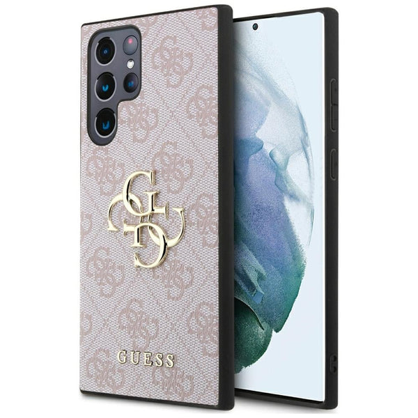 Guess Samsung Galaxy S24 Ultra - 4G Big Metal Logo Θήκη με Επένδυση Συνθετικού Δέρματος - Pink - GUHCS24L4GMGPI
