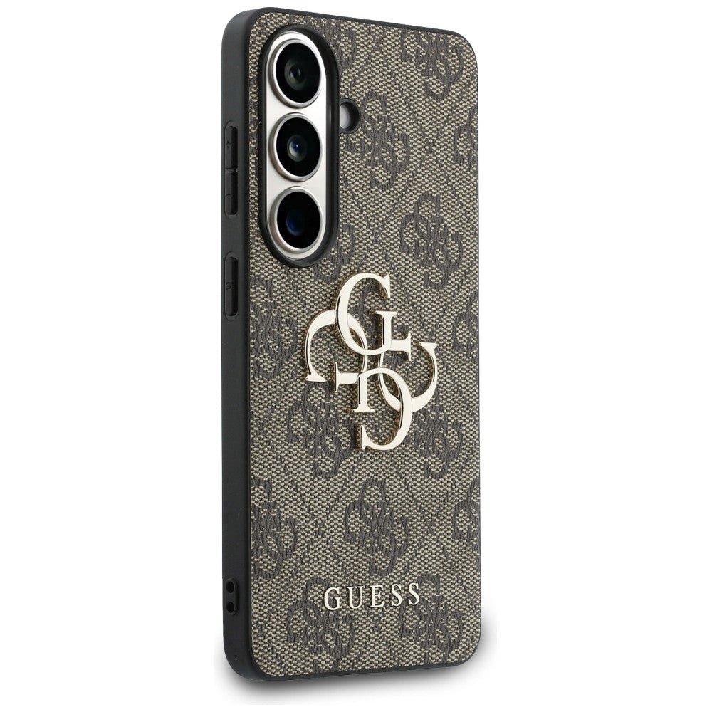 Guess Samsung Galaxy S26 - Σκληρή Θήκη με Πλαίσιο Σιλικόνης και Επένδυση Συνθετικού Δέρματος - 4G Big Metal Logo - Brown