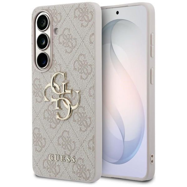 Guess Samsung Galaxy S26 - Σκληρή Θήκη με Πλαίσιο Σιλικόνης και Επένδυση Συνθετικού Δέρματος - 4G Big Metal Logo - Pink