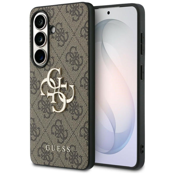 Guess Samsung Galaxy S26 Plus - Σκληρή Θήκη με Πλαίσιο Σιλικόνης και Επένδυση Συνθετικού Δέρματος - 4G Big Metal Logo - Brown