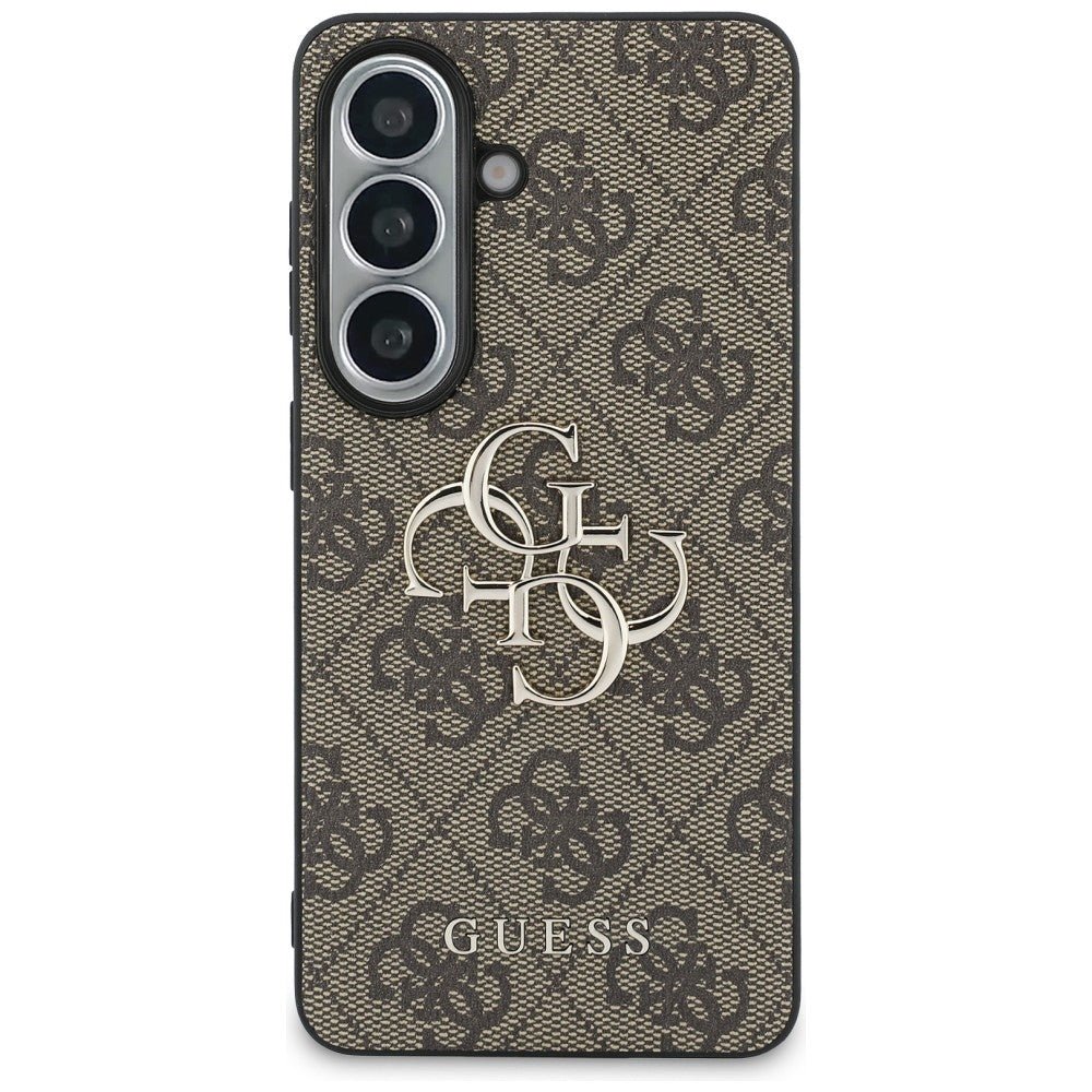 Guess Samsung Galaxy S26 Plus - Σκληρή Θήκη με Πλαίσιο Σιλικόνης και Επένδυση Συνθετικού Δέρματος - 4G Big Metal Logo - Brown
