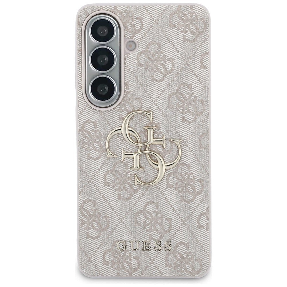 Guess Samsung Galaxy S26 Plus - Σκληρή Θήκη με Πλαίσιο Σιλικόνης και Επένδυση Συνθετικού Δέρματος - 4G Big Metal Logo - Pink