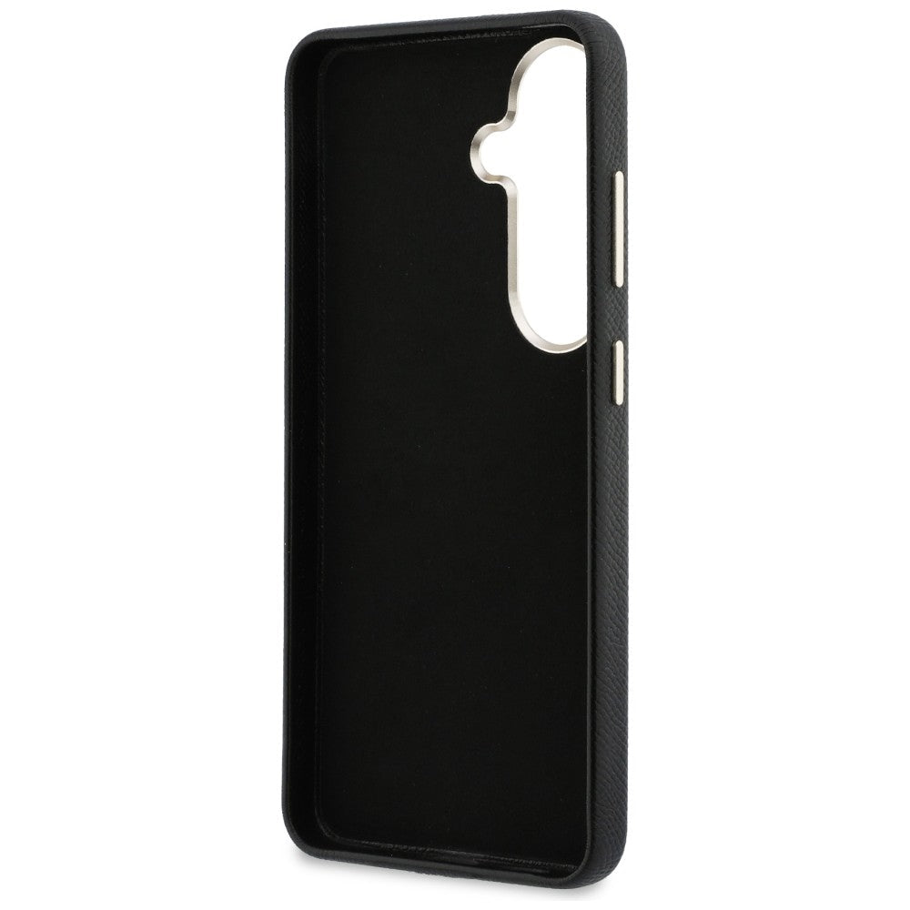 Guess Samsung Galaxy S26 Plus - Σκληρή Θήκη με Επένδυση από Οικολογικό Δέρμα - Grained Big 4G Metal Logo - Black