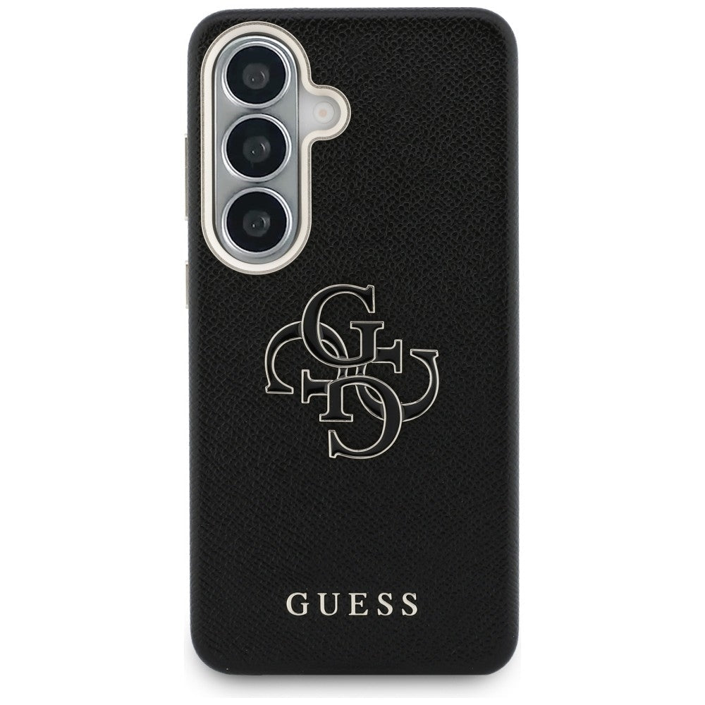 Guess Samsung Galaxy S26 Plus - Σκληρή Θήκη με Επένδυση από Οικολογικό Δέρμα - Grained Big 4G Metal Logo - Black