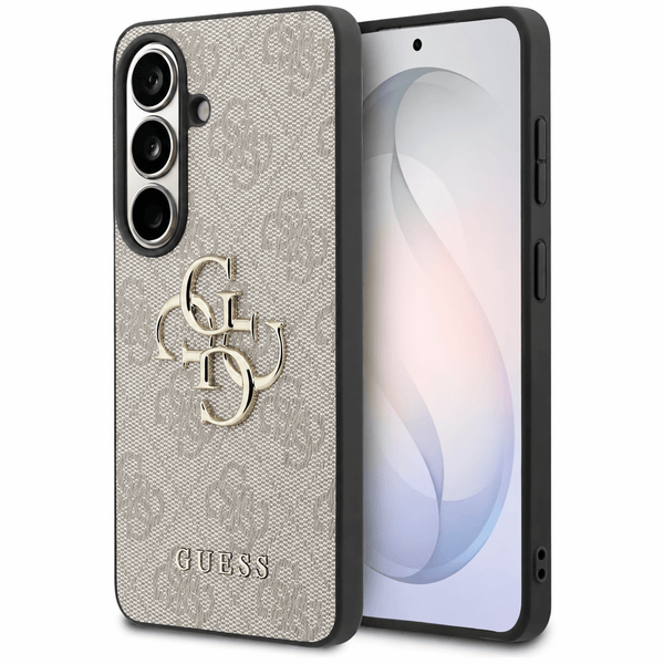 Guess Samsung Galaxy S26 Plus - Σκληρή Θήκη με Πλαίσιο Σιλικόνης και Επένδυση Συνθετικού Δέρματος - 4G Big Metal Logo - Pink