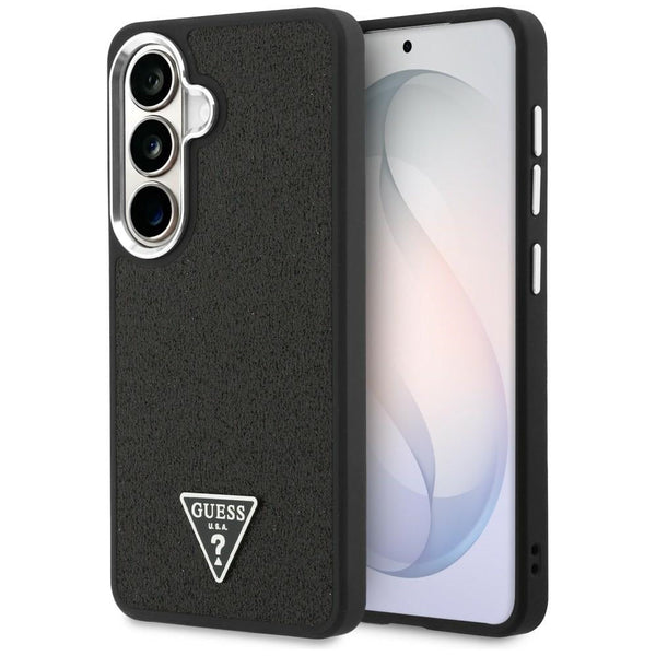 Guess Samsung Galaxy S26 - Σκληρή Θήκη με Επένδυση Οικολογικού Δέρματος - Fixed Glitter Triangle MagSafe - Black