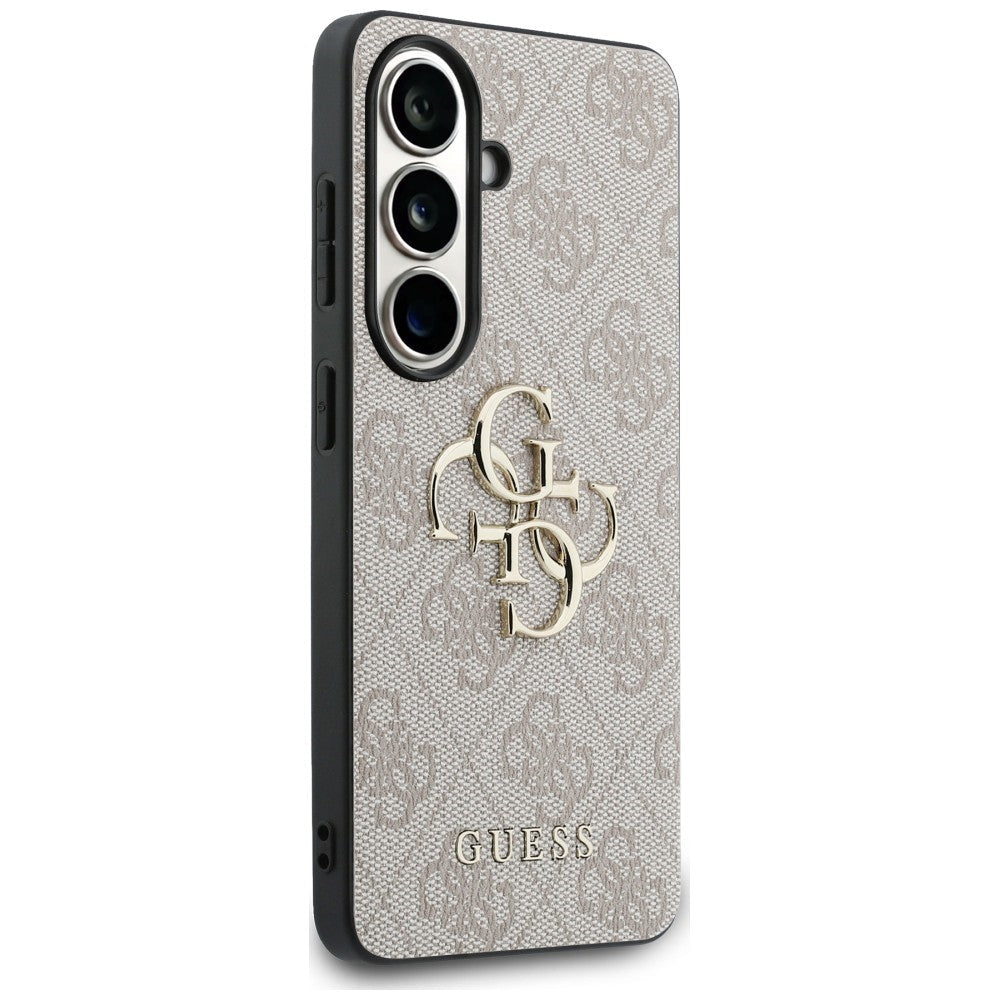 Guess Samsung Galaxy S26 - Σκληρή Θήκη με Πλαίσιο Σιλικόνης και Επένδυση Συνθετικού Δέρματος - 4G Big Metal Logo - Pink