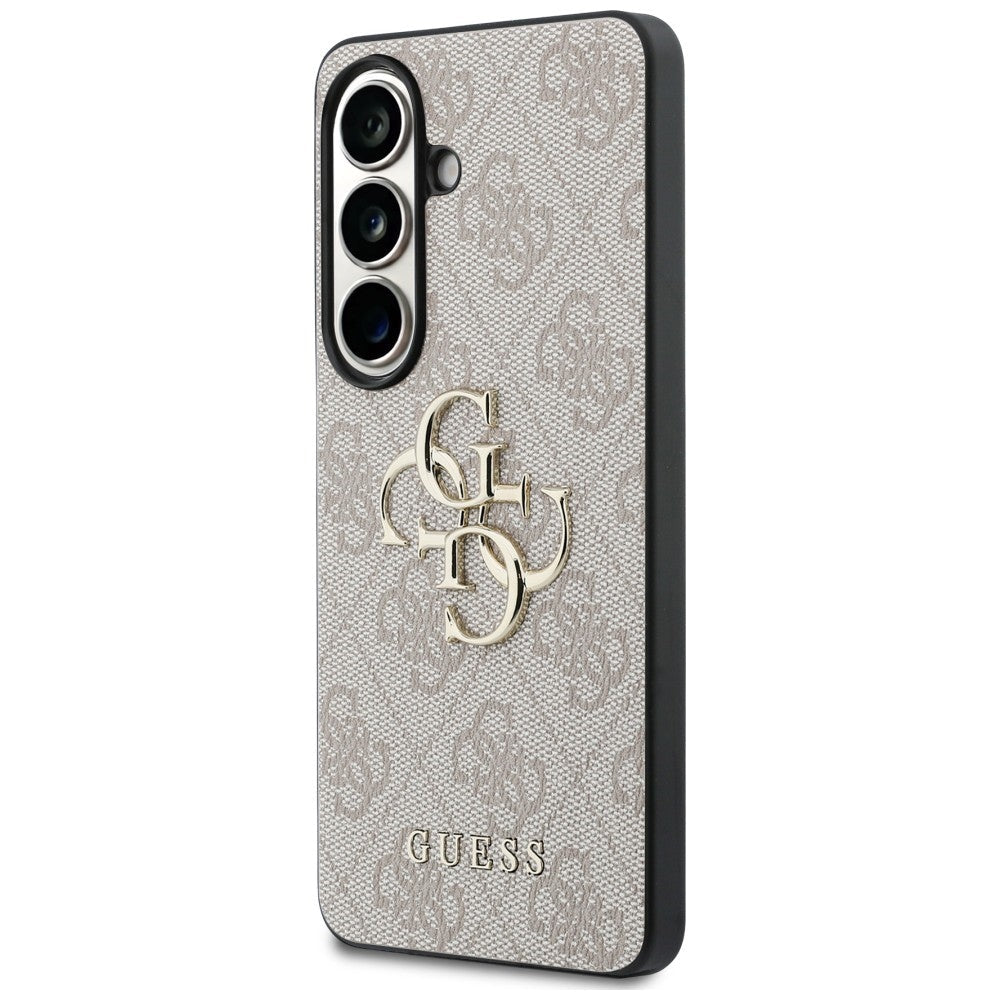 Guess Samsung Galaxy S26 - Σκληρή Θήκη με Πλαίσιο Σιλικόνης και Επένδυση Συνθετικού Δέρματος - 4G Big Metal Logo - Pink