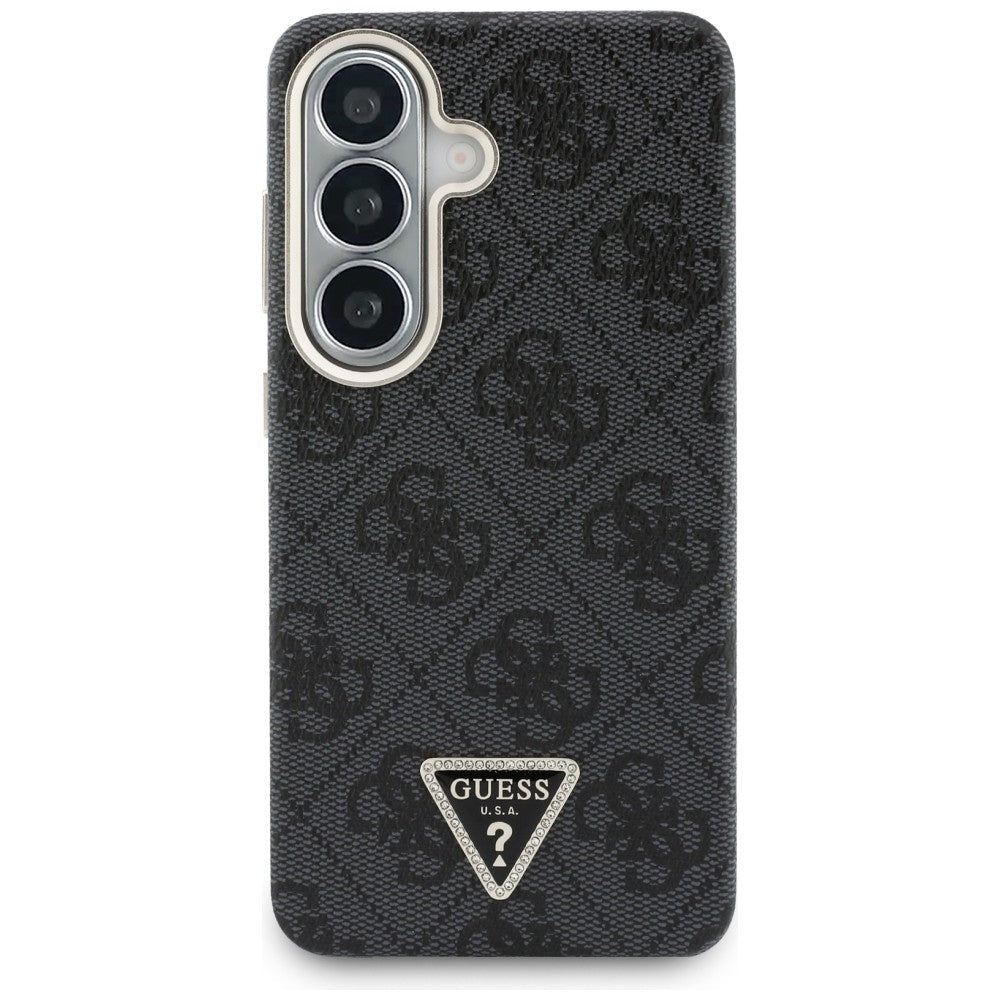 Guess Samsung Galaxy S26 - Σκληρή Θήκη με Πλαίσιο Σιλικόνης και Επένδυση Συνθετικού Δέρματος MagSafe - 4G Triangle Logo - Black