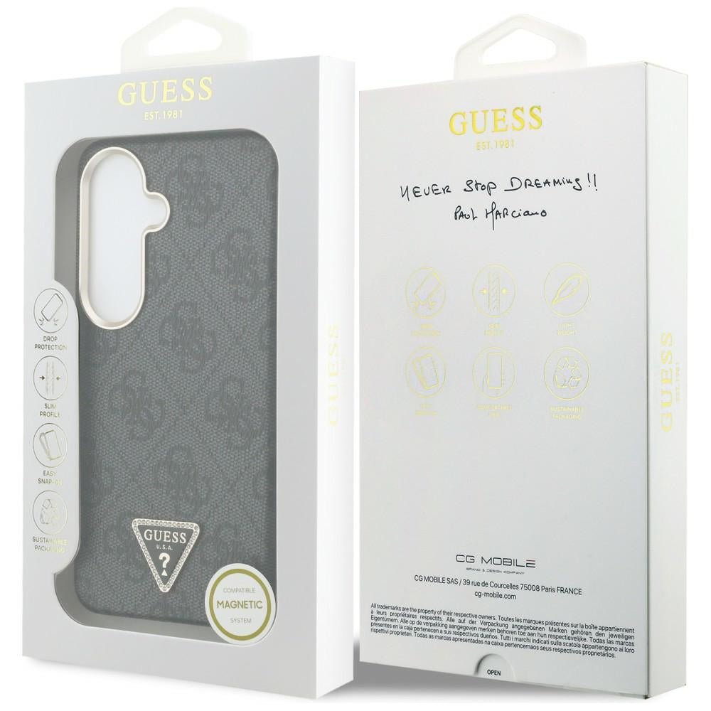 Guess Samsung Galaxy S26 - Σκληρή Θήκη με Πλαίσιο Σιλικόνης και Επένδυση Συνθετικού Δέρματος MagSafe - 4G Triangle Logo - Black