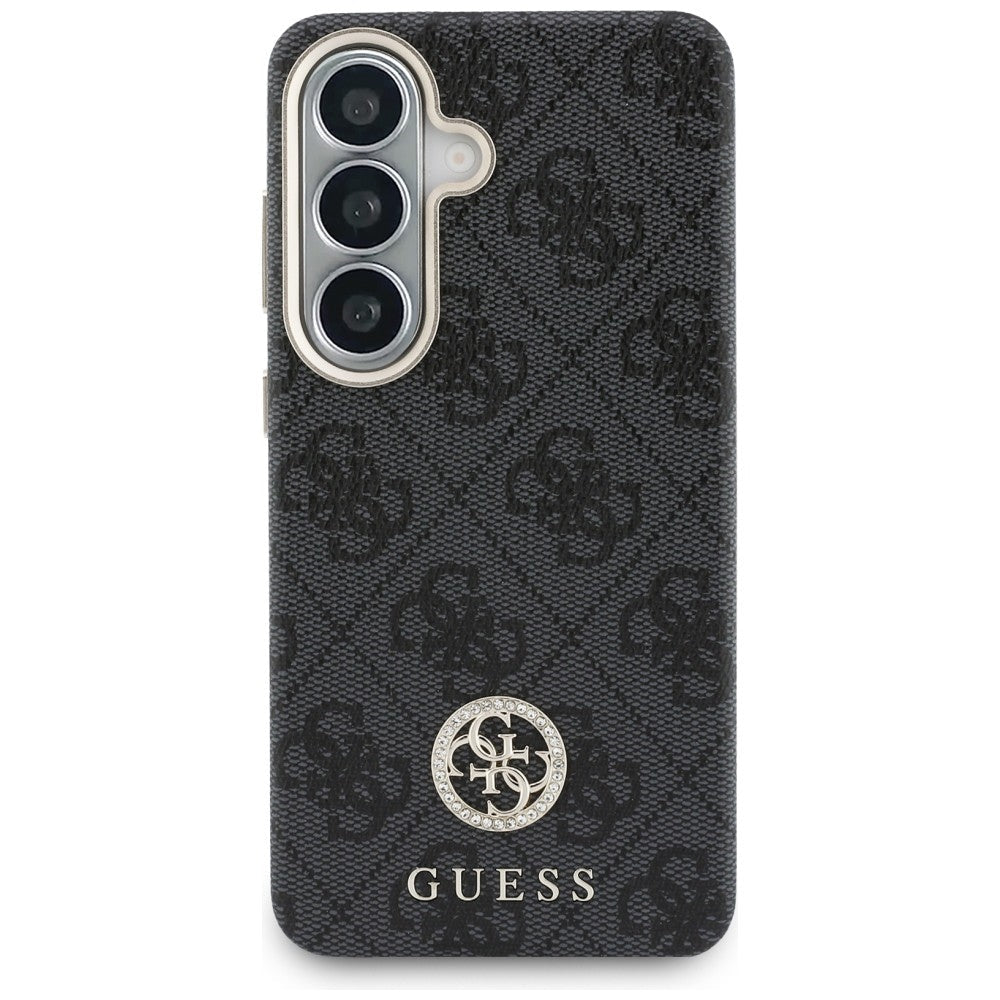 Guess Samsung Galaxy S26 - Σκληρή Θήκη με Πλαίσιο Σιλικόνης MagSafe - 4G Rhinestone Round Logo - Black