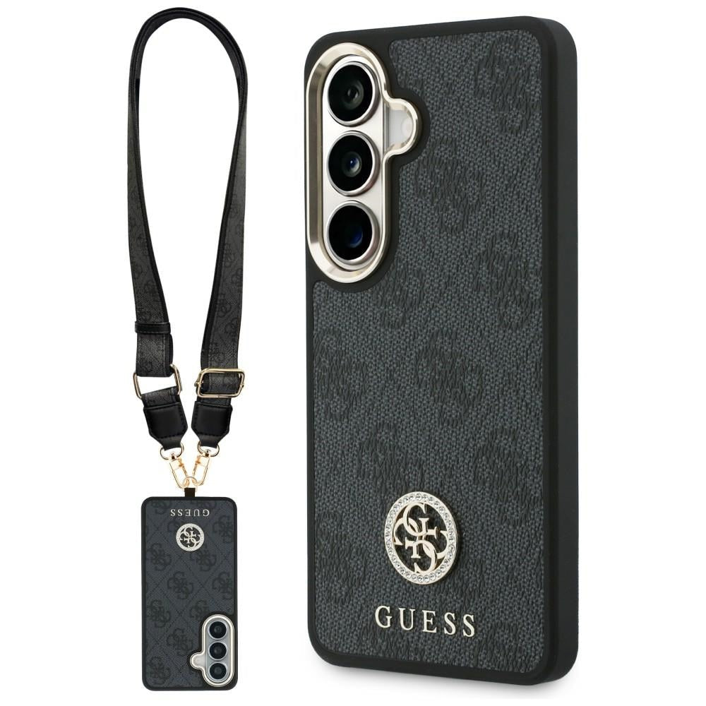 Guess Samsung Galaxy S26 - Θήκη με Επένδυση Συνθετικού Δέρματος και Λουράκι - 4G Big Rhinestone Triangle Strap MagSafe - Black