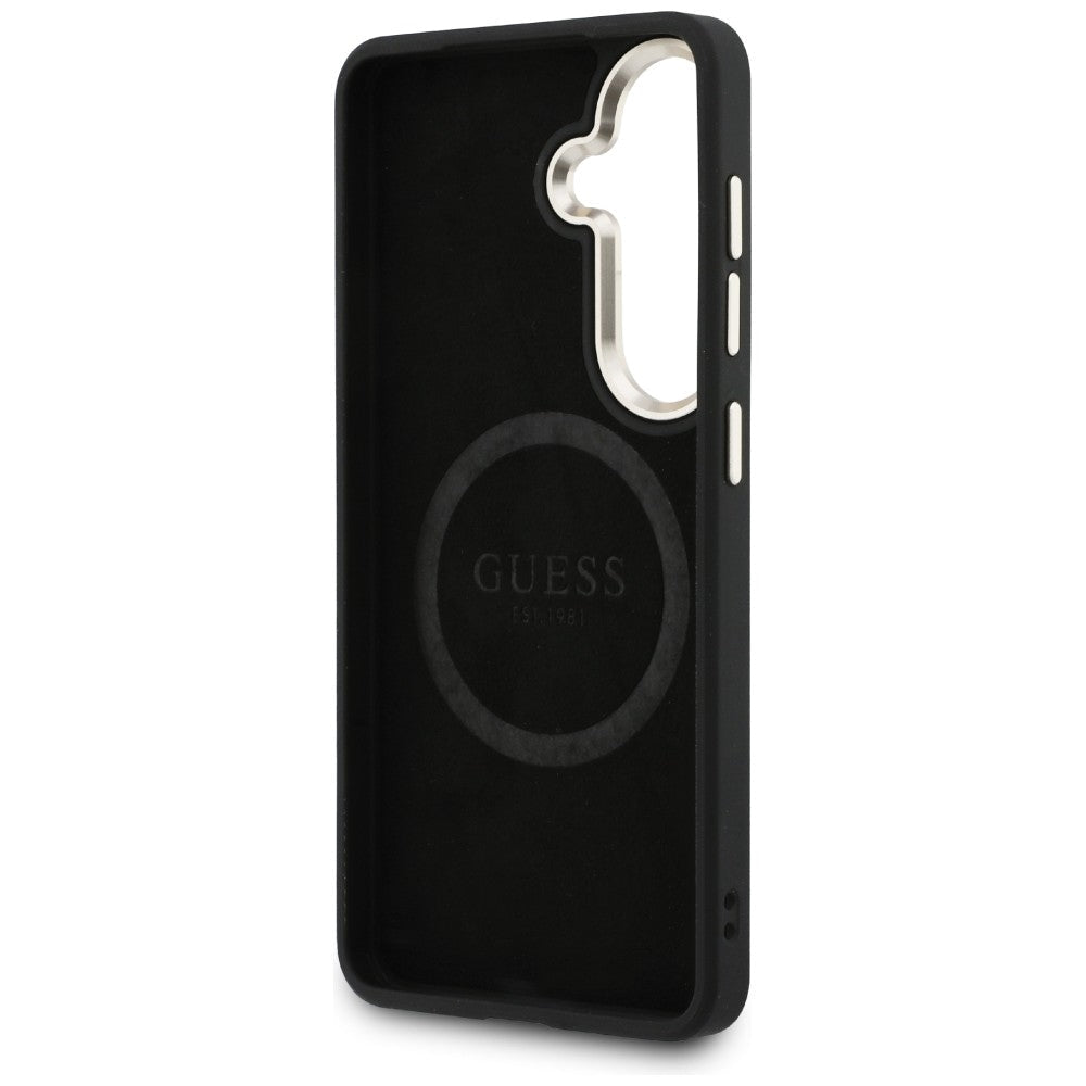 Guess Samsung Galaxy S26 - Θήκη με Επένδυση Συνθετικού Δέρματος και Λουράκι - 4G Big Rhinestone Triangle Strap MagSafe - Black