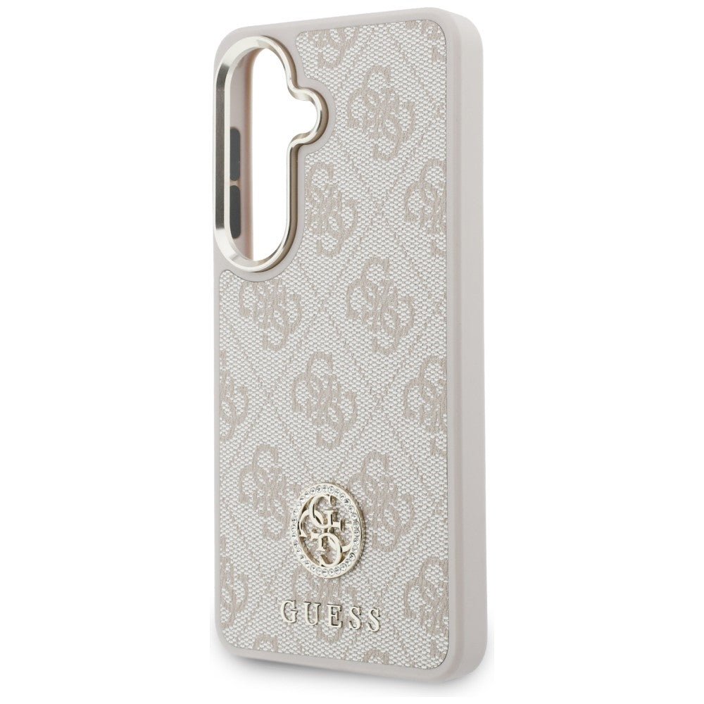 Guess Samsung Galaxy S26 - Θήκη με Επένδυση Συνθετικού Δέρματος και Λουράκι - 4G Big Rhinestone Triangle Strap MagSafe - Pink