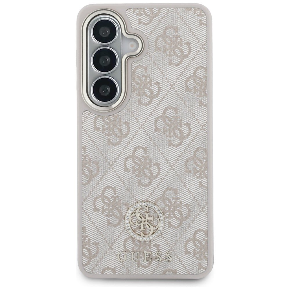 Guess Samsung Galaxy S26 - Θήκη με Επένδυση Συνθετικού Δέρματος και Λουράκι - 4G Big Rhinestone Triangle Strap MagSafe - Pink