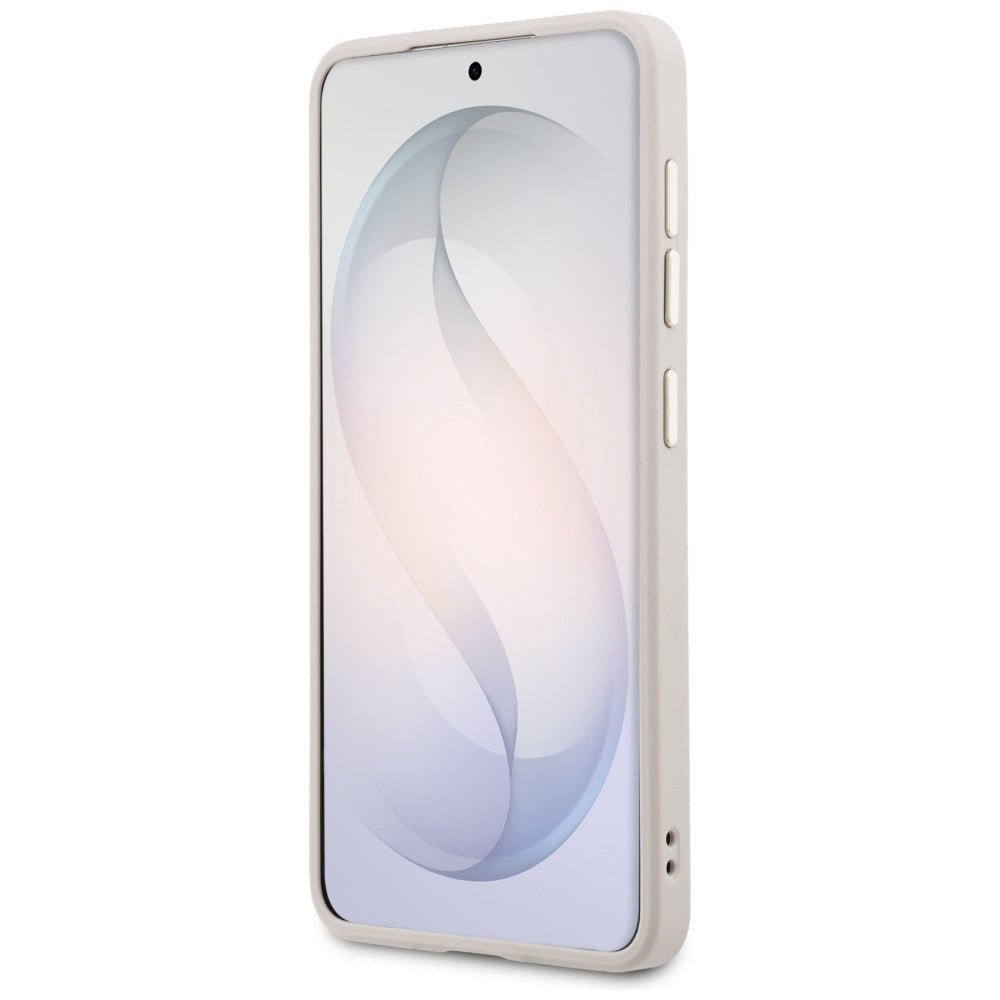 Guess Samsung Galaxy S26 - Θήκη με Επένδυση Συνθετικού Δέρματος και Λουράκι - 4G Big Rhinestone Triangle Strap MagSafe - Pink