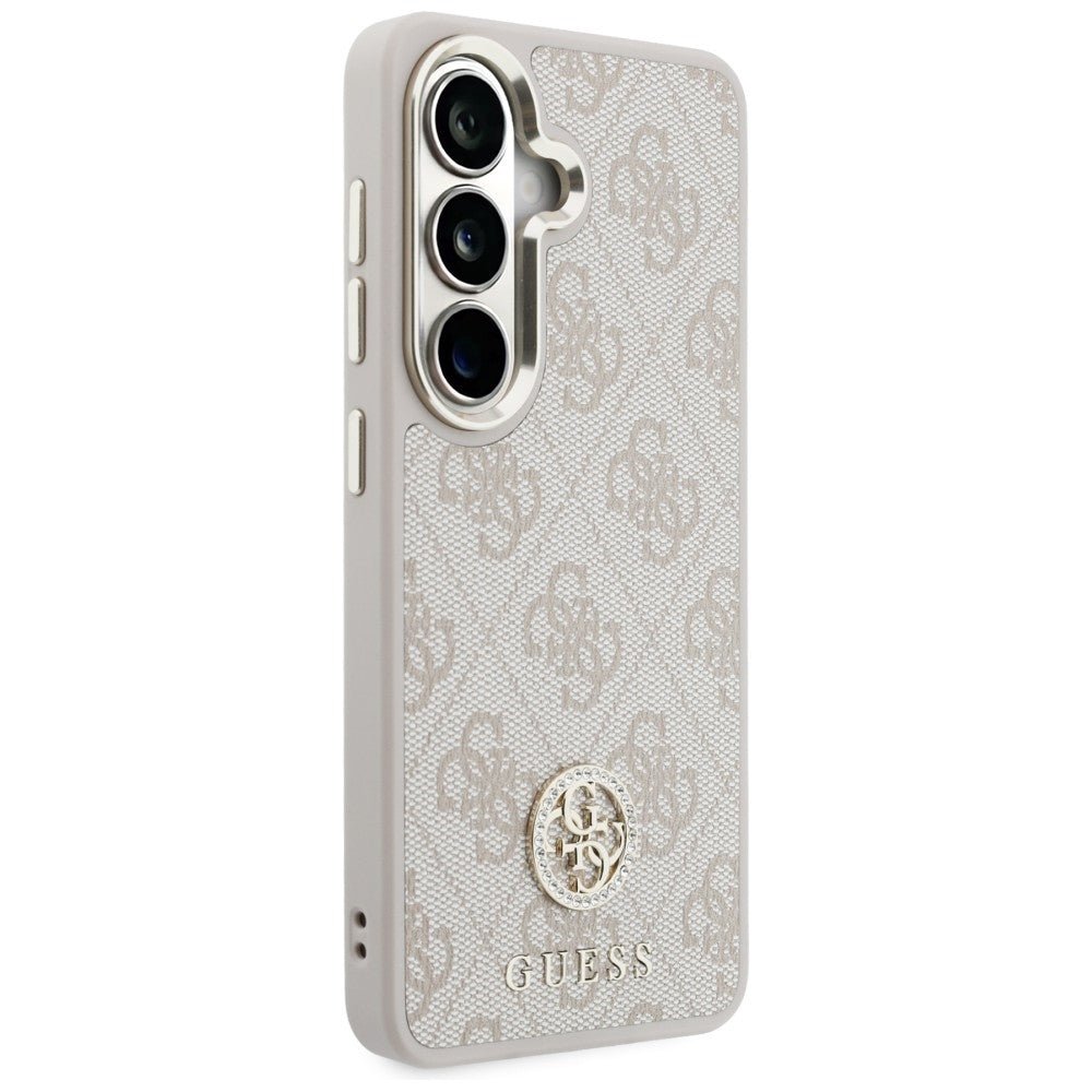 Guess Samsung Galaxy S26 - Θήκη με Επένδυση Συνθετικού Δέρματος και Λουράκι - 4G Big Rhinestone Triangle Strap MagSafe - Pink