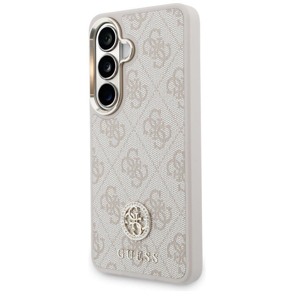 Guess Samsung Galaxy S26 - Θήκη με Επένδυση Συνθετικού Δέρματος και Λουράκι - 4G Big Rhinestone Triangle Strap MagSafe - Pink