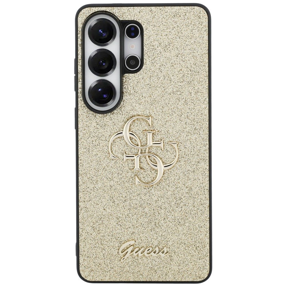 Guess Samsung Galaxy S26 Ultra - Σκληρή Θήκη Glitter με Πλαίσιο Σιλικόνης - Fixed Glitter Big 4G - Gold