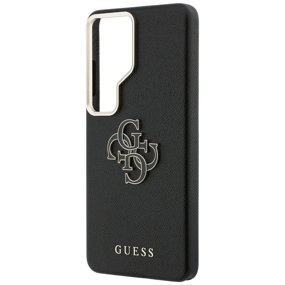 Guess Samsung Galaxy S26 Ultra - Σκληρή Θήκη με Επένδυση από Οικολογικό Δέρμα - Grained Big 4G Metal Logo - Black
