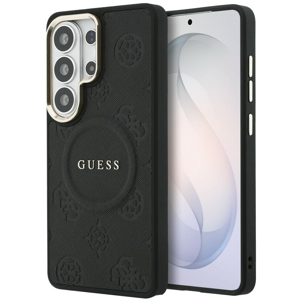Guess Samsung Galaxy S26 Ultra - Σκληρή Θήκη με Επένδυση Οικολογικού Δέρματος - Saffiano Peony Embossed Ring MagSafe - Black