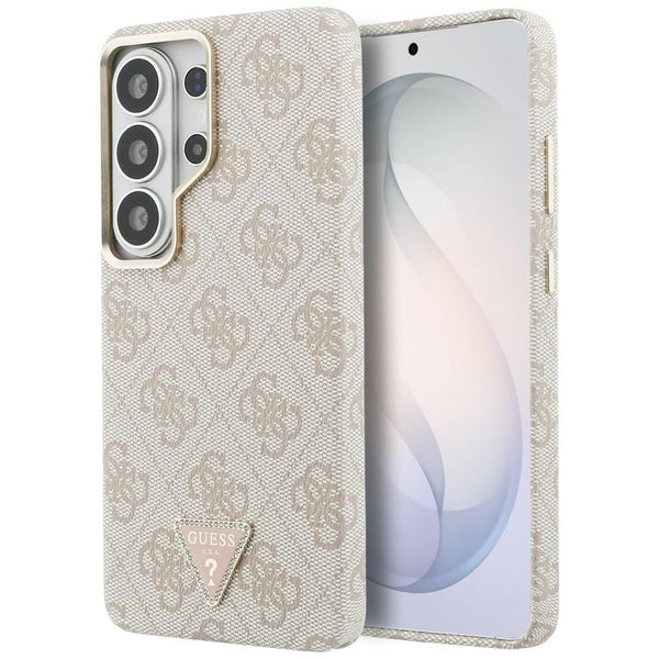 Guess Samsung Galaxy S26 Ultra - Σκληρή Θήκη με Επένδυση Συνθετικού Δέρματος - 4G Triangle Logo MagSafe - Pink