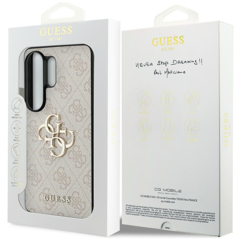 Guess Samsung Galaxy S26 Ultra - Σκληρή Θήκη με Πλαίσιο Σιλικόνης και Επένδυση Συνθετικού Δέρματος - 4G Big Metal Logo - Pink