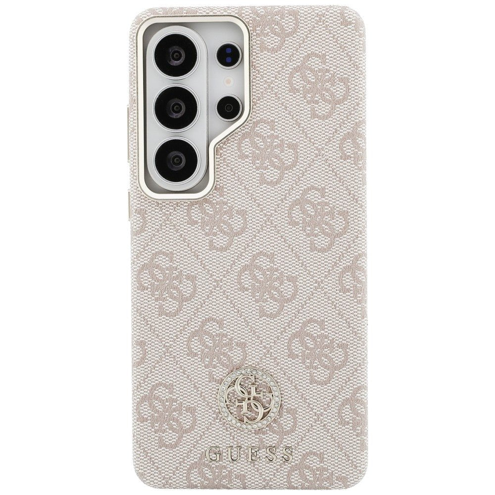 Guess Samsung Galaxy S26 Ultra - Σκληρή Θήκη με Πλαίσιο Σιλικόνης - Rhinestone Round Logo MagSafe - Pink