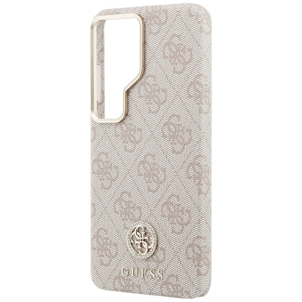 Guess Samsung Galaxy S26 Ultra - Σκληρή Θήκη με Πλαίσιο Σιλικόνης - Rhinestone Round Logo MagSafe - Pink