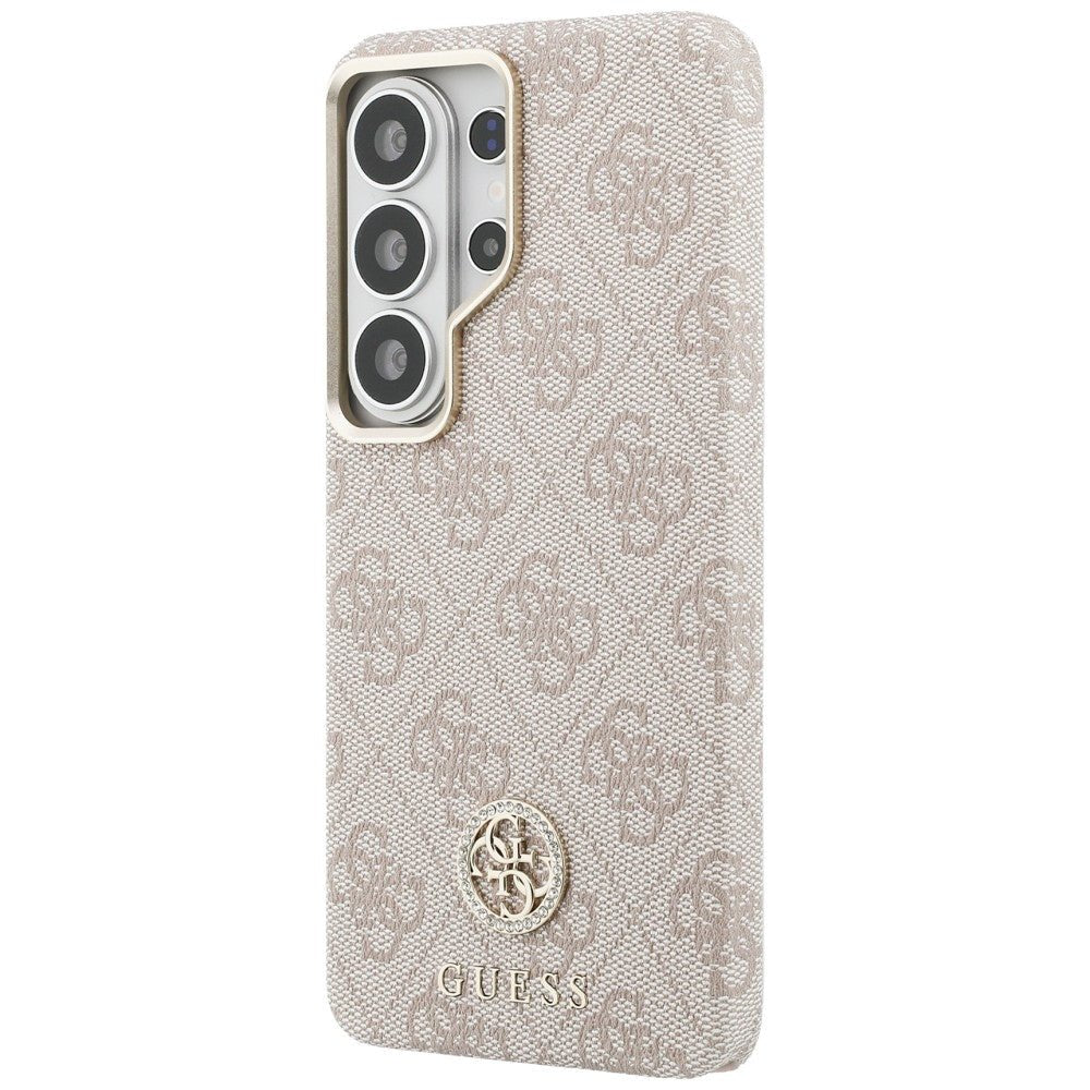 Guess Samsung Galaxy S26 Ultra - Σκληρή Θήκη με Πλαίσιο Σιλικόνης - Rhinestone Round Logo MagSafe - Pink
