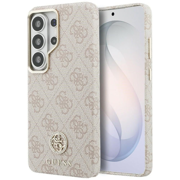 Guess Samsung Galaxy S26 Ultra - Σκληρή Θήκη με Πλαίσιο Σιλικόνης - Rhinestone Round Logo MagSafe - Pink