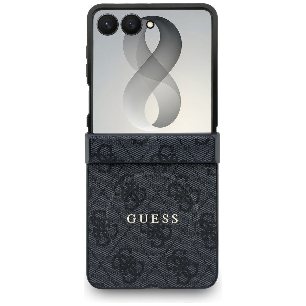 Guess Samsung Galaxy Z Flip8 - Σκληρή Θήκη με Πλαίσιο Σιλικόνης και Επένδυση Συνθετικού Δέρματος - 4G Classic - Black