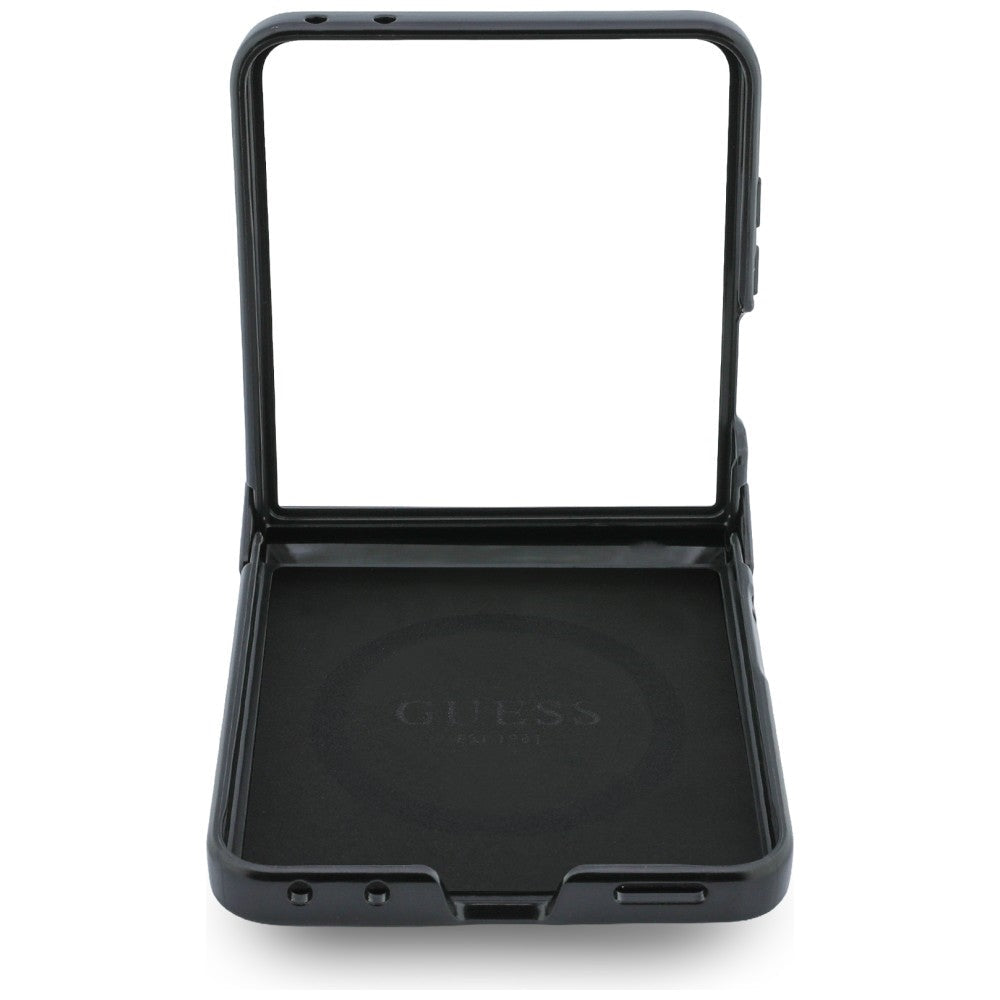 Guess Samsung Galaxy Z Flip8 - Σκληρή Θήκη με Πλαίσιο Σιλικόνης και Επένδυση Συνθετικού Δέρματος - 4G Classic - Black