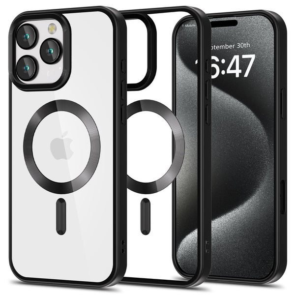 Tech-Protect iPhone 16 Pro Max MagFlex Θήκη Σιλικόνης TPU με MagSafe - Διάφανη / Satin Black - likebrands.gr