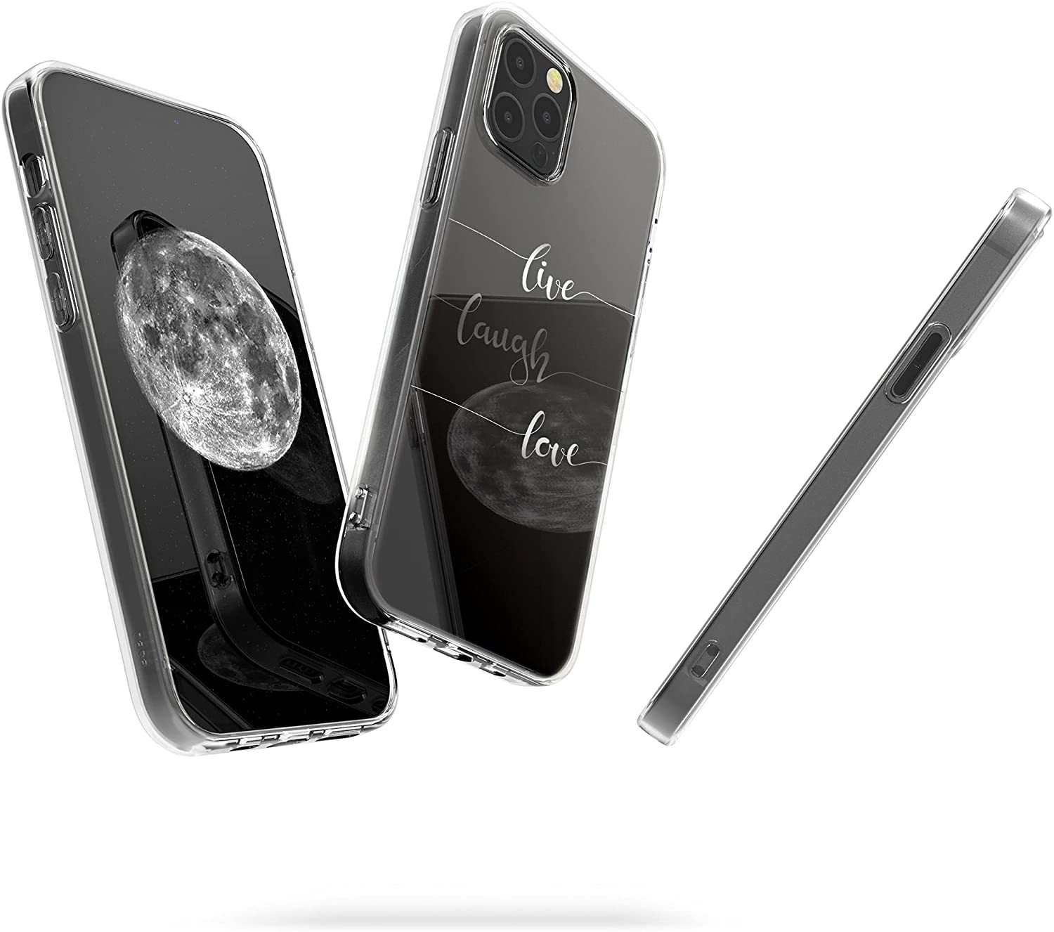 KW iPhone 12 Pro Max Θήκη Σιλικόνης TPU Design Live Laugh Love - Silver / Διάφανη - 53037.08