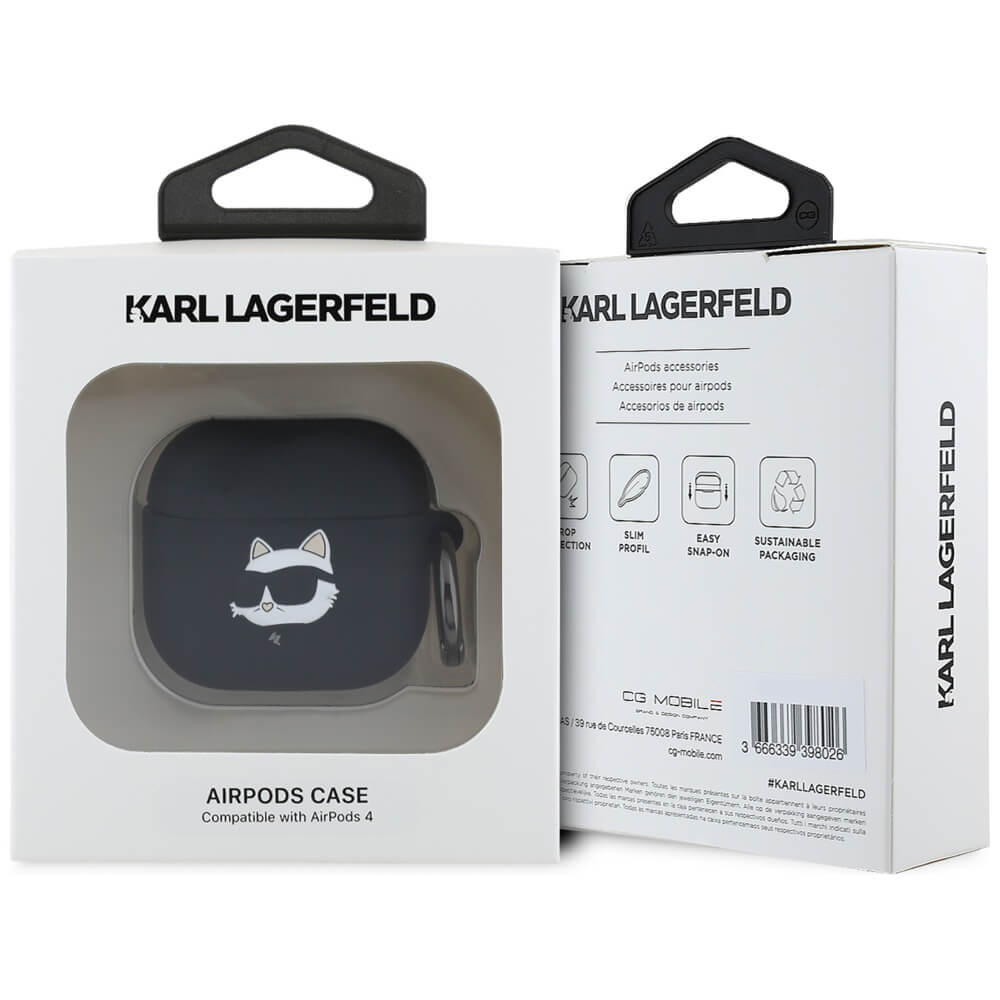 Karl Lagerfeld AirPods 4 Θήκη Σιλικόνης - Silicone Choupette Head 3D - Black - likebrands.gr