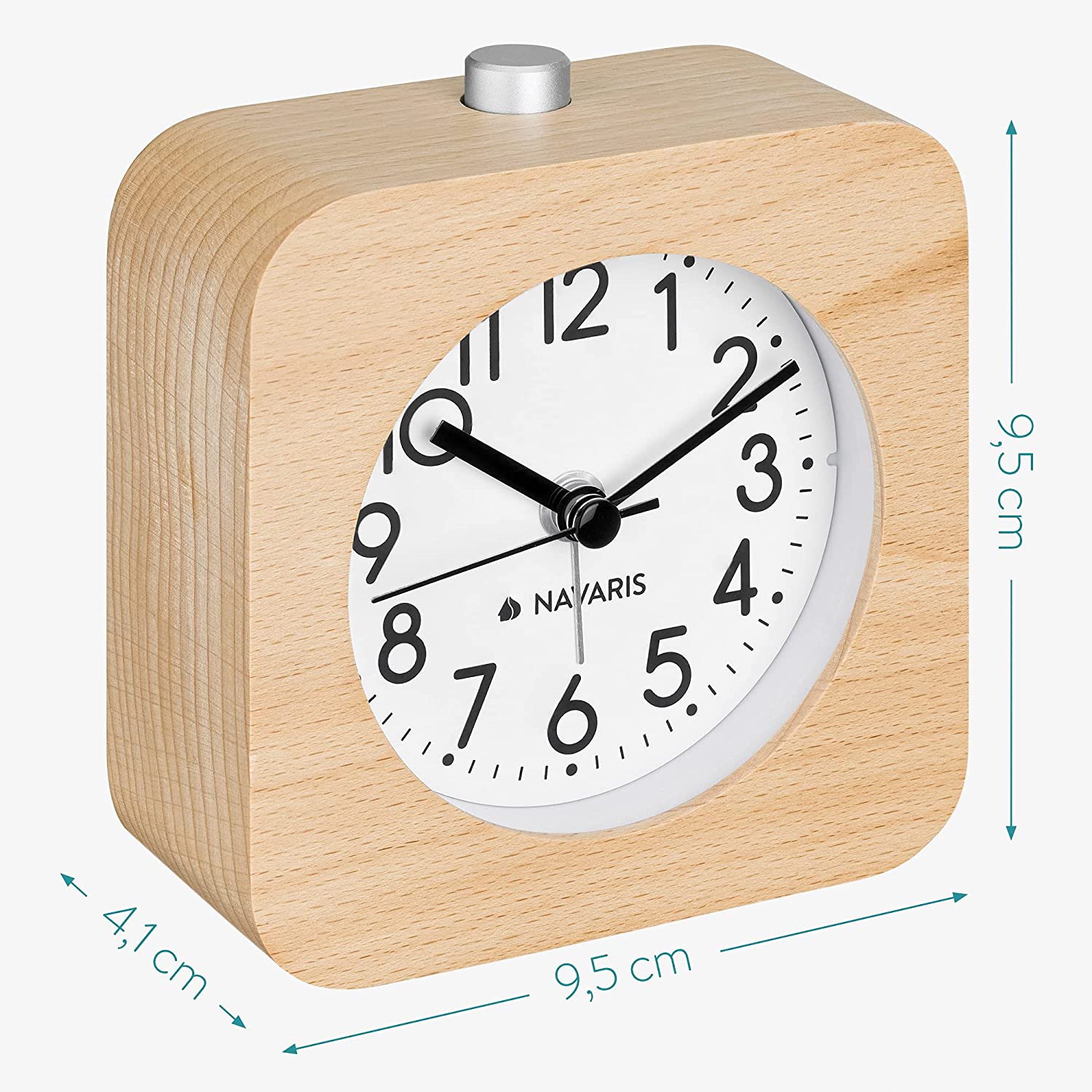 Navaris Αναλογικό Επιτραπέζιο Ρολόι και Ξυπνητήρι - Design Retro Square - Light Brown - 54264.24.02