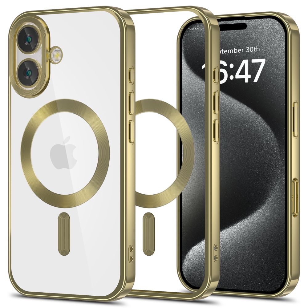 Tech-Protect iPhone 16 MagFlex Θήκη Σιλικόνης TPU με MagSafe - Διάφανη / Satin Gold