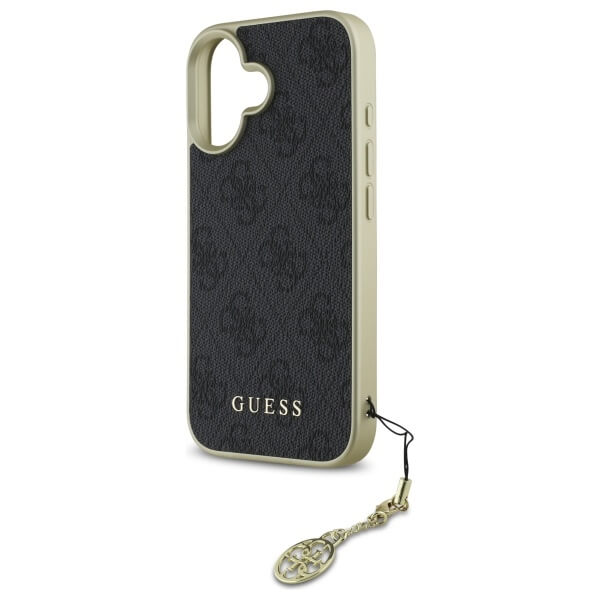 Guess iPhone 16 - 4G Charms Collection - Θήκη με Επένδυση Συνθετικού Δέρματος - Black - GUHCP16SGF4GGR