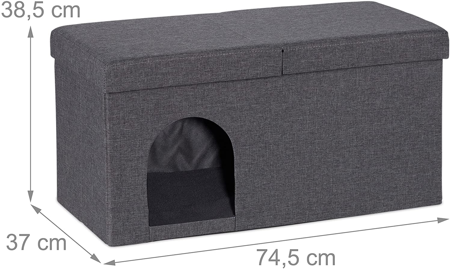 Relaxdays Πάγκος / Σπηλιά για Γάτες και Μικρά Σκυλιά - 38,5 x 74,5 x 37 cm - Grey - 4052025385163
